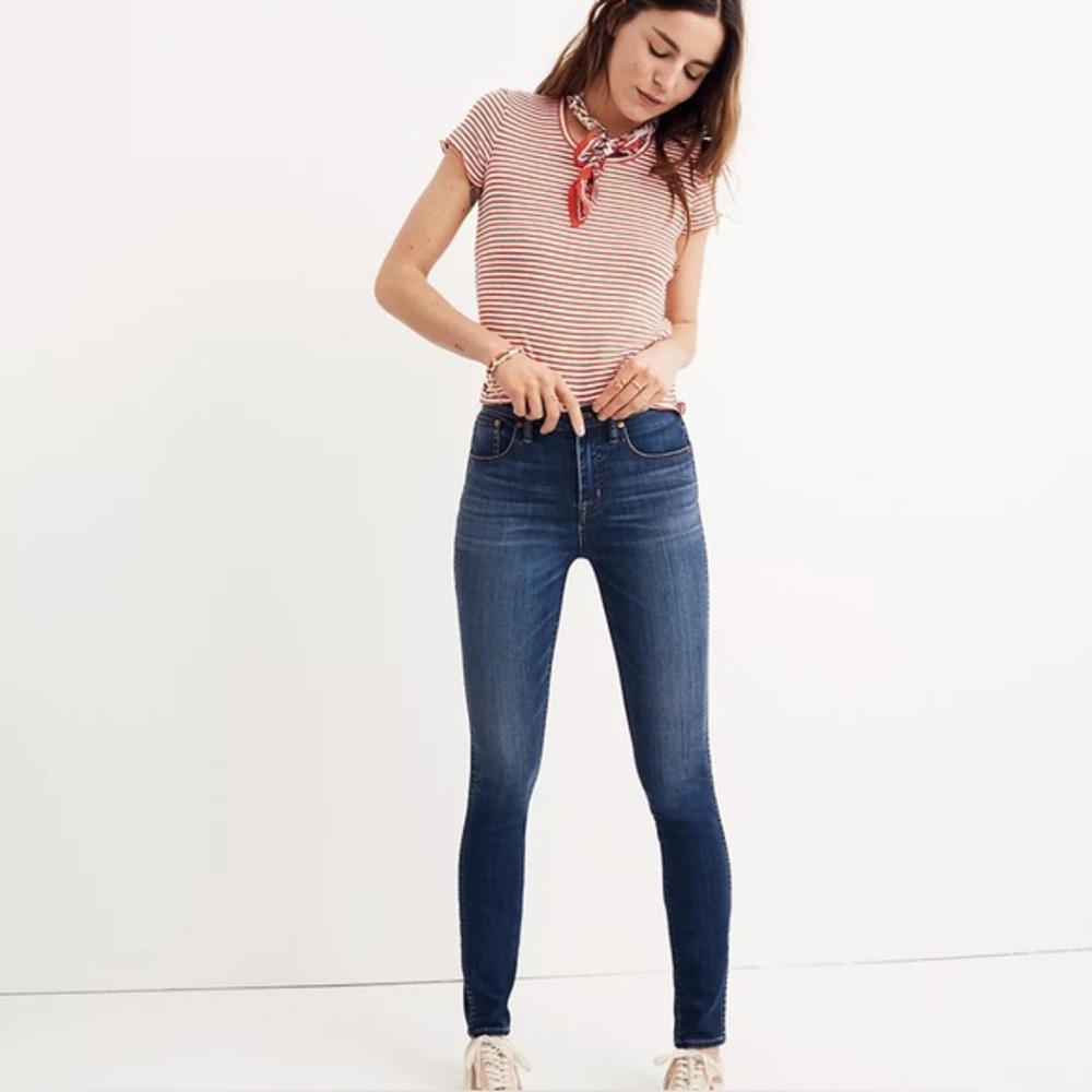 Madewell Mid-Rise Dark Blue Skinny Jeans - Women